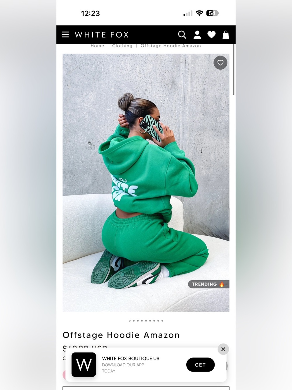 White Fox Boutique Green Hoodie with White Logo